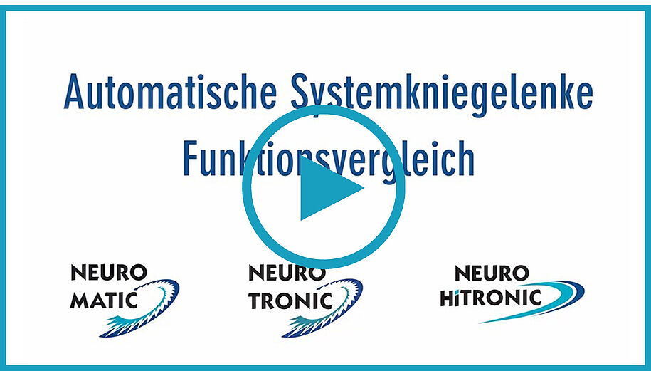 Video Vergleich der Funktionen von Automatikgelenken Orthesengelenken automatischen Systemkniegelenken SCO, NEURO MATIC, NEURO TRONIC, NEURO HiTRONIC